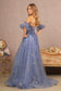Strapless Sheer Bodice Mesh A-Line Dress w/ Detachable Short Mesh Sleeves-6
