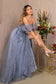 Strapless Sheer Bodice Mesh A-Line Dress w/ Detachable Short Mesh Sleeves-7