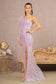 Feather Sequin Asymmetric Long Sleeve Mesh Mermaid Dress-6