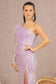 Feather Sequin Asymmetric Long Sleeve Mesh Mermaid Dress-7