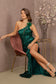 Sheer Bodice Sequin Mesh Mermaid Dress w/ Feather on Shoulder-5