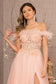 Embroidery Sheer Front Mesh A-line Dress w/ Feather Embellishment-8