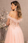 Embroidery Sheer Front Mesh A-line Dress w/ Feather Embellishment-9