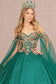 Glitter Sheer Bodice Mesh Ball Gown w/ Detachable Mesh Layers-2