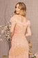 Sequin Off Shoulder Mesh Mermaid Dress w/ Feather on Neckline-8