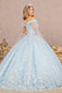 Feather 3-D Flower Quinceanera Gown w/ Detachable Side Mesh Layer-1