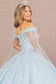 Feather 3-D Flower Quinceanera Gown w/ Detachable Side Mesh Layer-2