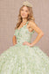 Jewel Embroidery 3-D Flower Mesh Ball Gown w/ Corset Back-2