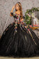 3-D Flower Applique Mesh Quinceanera Gown w/ Detachable Short Sleeves-1