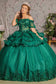 3-D Flower Applique Sheer Bodice Quinceanera Gown w/ Ruffle Skirt-10