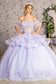 3-D Flower Applique Sheer Bodice Quinceanera Gown w/ Ruffle Skirt-0