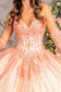Jewel Sequin Sweetheart Mesh Ball Gown w/ Long Sheer Sleeves-2