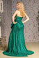 Asymmetric Glitter Crepe Mermaid Long Dress w/ Side Waist Drape-5