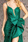 Asymmetric Glitter Crepe Mermaid Long Dress w/ Side Waist Drape-7