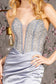 Jewel Bead Ruched Side Strapless Satin Mermaid Long Dress-6