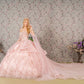Metallic Sequin Glitter Mesh w/ Long Sheer Side Sleeves Long Ball Dress GLGL3317-4