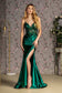 Embroidery Sheer Bodice V-back Satin Mermaid Long Dress-6