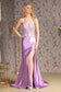 Embroidery Sheer Bodice V-back Satin Mermaid Long Dress-8