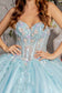 3-D Flower Embroidery Sheer Corset Bodice Mesh Ball Gown-2