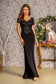 Embroidery Bead Sheer Back Rome Jersey Mermaid Long Dress-6
