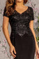 Embroidery Bead Sheer Back Rome Jersey Mermaid Long Dress-8