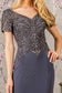 Embroidery Bead Sheer Back Rome Jersey Mermaid Long Dress-5