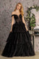 3-D Flower Off Shoulder Mesh A-line Long Dress w/ Ribbon waist Band-7