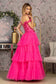 3D Flower Off Shoulder Mesh A-line Ribbon waist Band Long Prom Dress GLGL3391-5