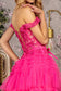 3-D Flower Off Shoulder Mesh A-line Long Dress w/ Ribbon waist Band-5