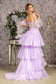 3-D Heart Applique Bead Layered Skirt Mesh A-line Long Dress-5