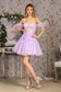 3-D Heart Applique Bead Layered Skirt Mesh A-line Long Dress-6
