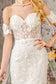 Floral Embroidery Mesh Mermaid Wedding Gown w/ Long Back Drape-3