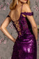 3-D Flower Sequin Sheer Corset Bodice Mesh Mermaid Long Dress-5