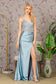 Embroidery Sequin Ruched Side Satin Mermaid Long Dress-9