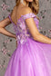 3-D Flower Emboridery Sheer Bodice Mesh A-line Long Dress-7