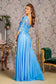 Bead Embroidery Sheer Neckline V-back Chiffon A-line Long Dress-3