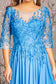 Bead Embroidery Sheer Neckline V-back Chiffon A-line Long Dress-4