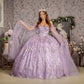 Jewel 3-D Butterfly Mesh Ball Gown w/ Long Sheer Sleeve Drapes-7
