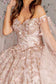 Jewel 3-D Butterfly Mesh Ball Gown w/ Long Sheer Sleeve Drapes-11