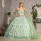 Jewel 3-D Butterfly Mesh Ball Gown w/ Long Sheer Sleeve Drapes-2
