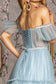 Sequin Bead Sheer Bodice Off Shoulder Mesh A-line Long Dress-8