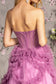 Strapless Sheer Bodice Ruffled Skirt Mesh A-line Long Dress-6