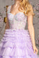 Glitter Bead Sheer Bodice Ruffled Skirt Mesh A-line Long Dress-1