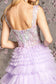 Glitter Bead Sheer Bodice Ruffled Skirt Mesh A-line Long Dress-2