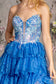 Embroidery Sequin Sheer Bodice Ruffled Skirt Mesh A-line Long Prom Dress GLGL3461-2