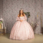 Detachable Big Ribbon Glitter Mesh Ball Gown w/ Long Puff Sleeves-2