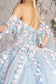 3-D Flower Sheer Bodice Mesh Ball Gown w/ Side Mesh Long Drapes-5