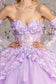 Jewel Sheer Bodice Mesh Ball Gown w/ Long Trumpet Sleeves-4