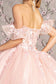 3-D Flower Illusion Sweetheart Sheer Bodice Mesh Ball Gown-5