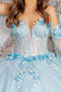 3-D Flower Jewel Sheer Bodice Mesh Ball Gown w/ Long Sleeves-11